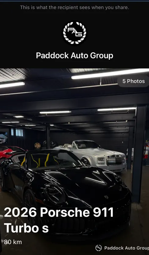 Official DealJacket buyer presentation showing dealer branding, a vehicle photo and vehicle details